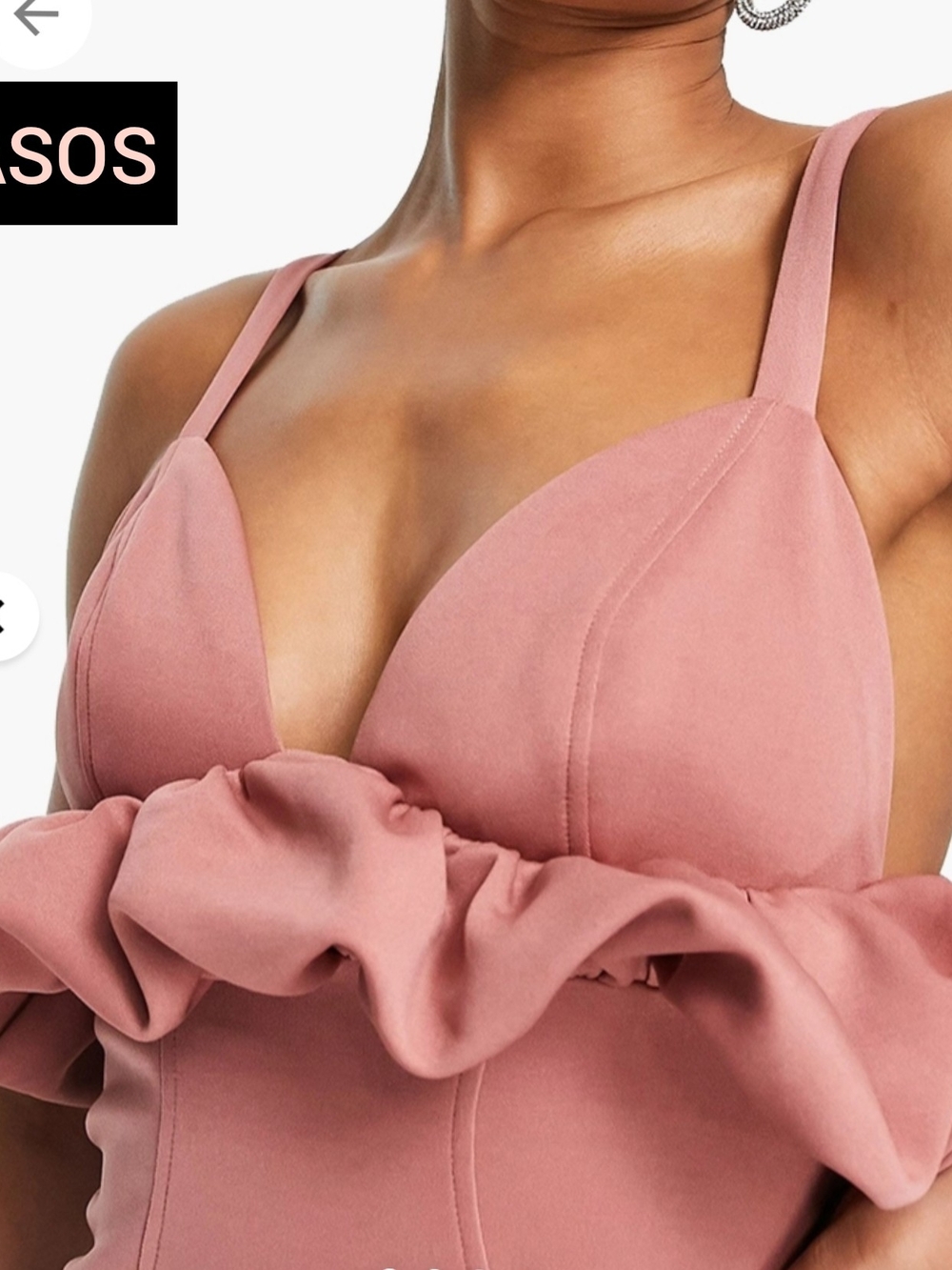 ASOS Mauve Ruffle Bust Midi Bodycon Dress - Picture 4 of 7